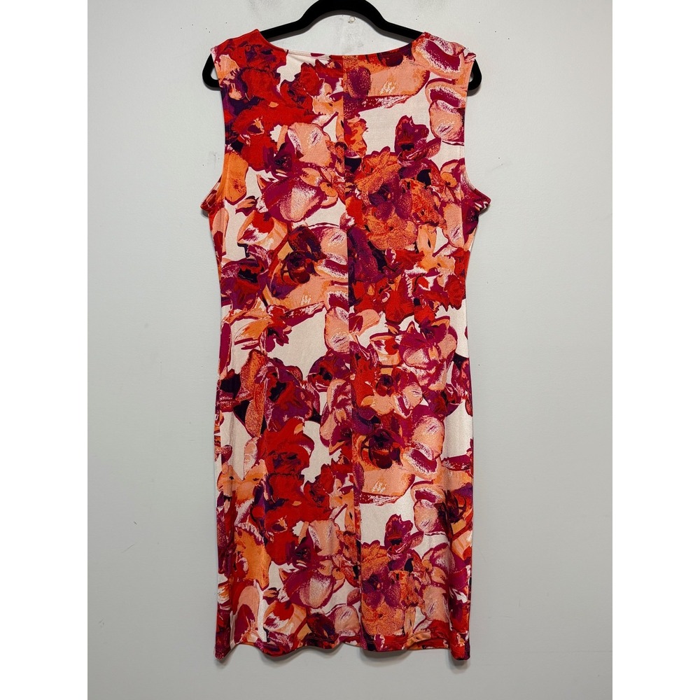 Dana Buchman Floral Ruched Sheath Dress Women Large Tropical Garden Party Chic - Picture 3 of 9